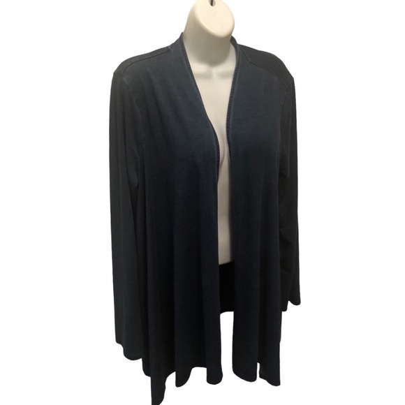 Pure Jill Indigo Ocean Wash Draped Open Concept Cardigan M Long Stretch Fall - Picture 5 of 8
